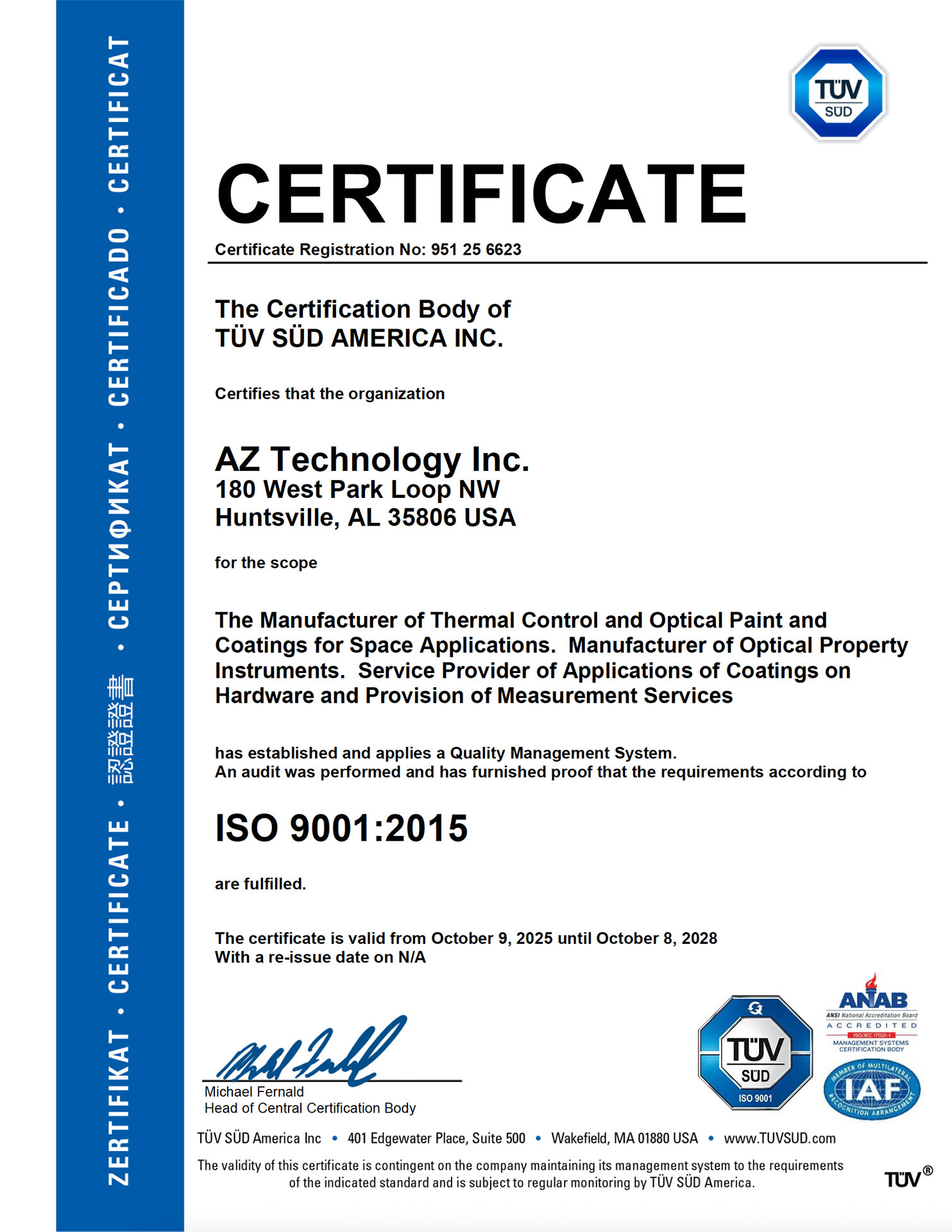 Quality Certificate